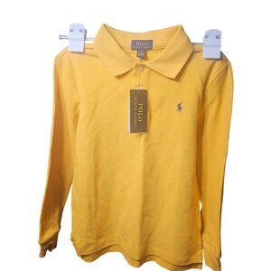 Polo Ralph Lauren Boys Long Sleeve Yellow Polo Shirt Size 7 Cotton Made In Indon